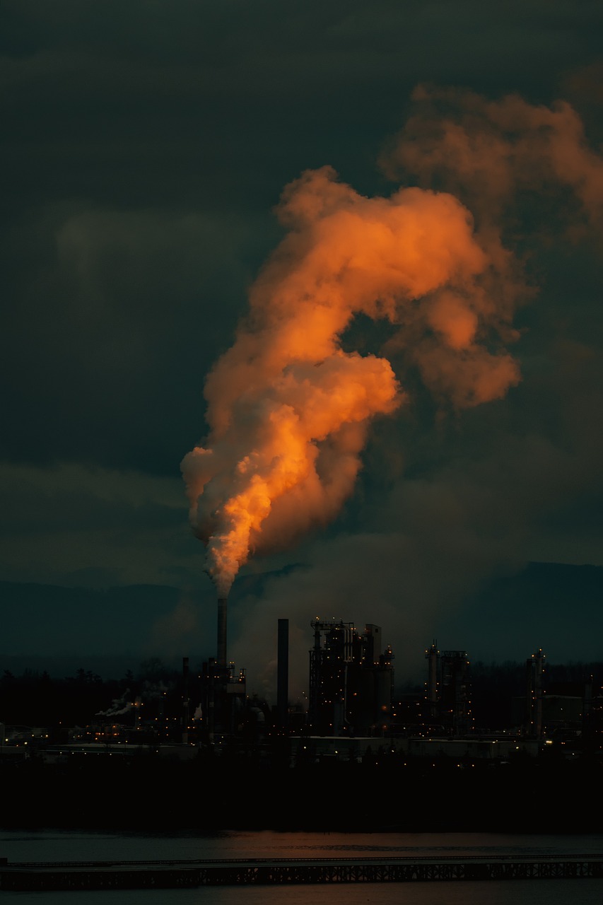 pollution, smog, smoke, industry, factory, co2, nature, chimney, steam, air, carbon, sky, toxic, exhaust, gas, refinery, environment, chemical, sunrise, climate, egypt, fog